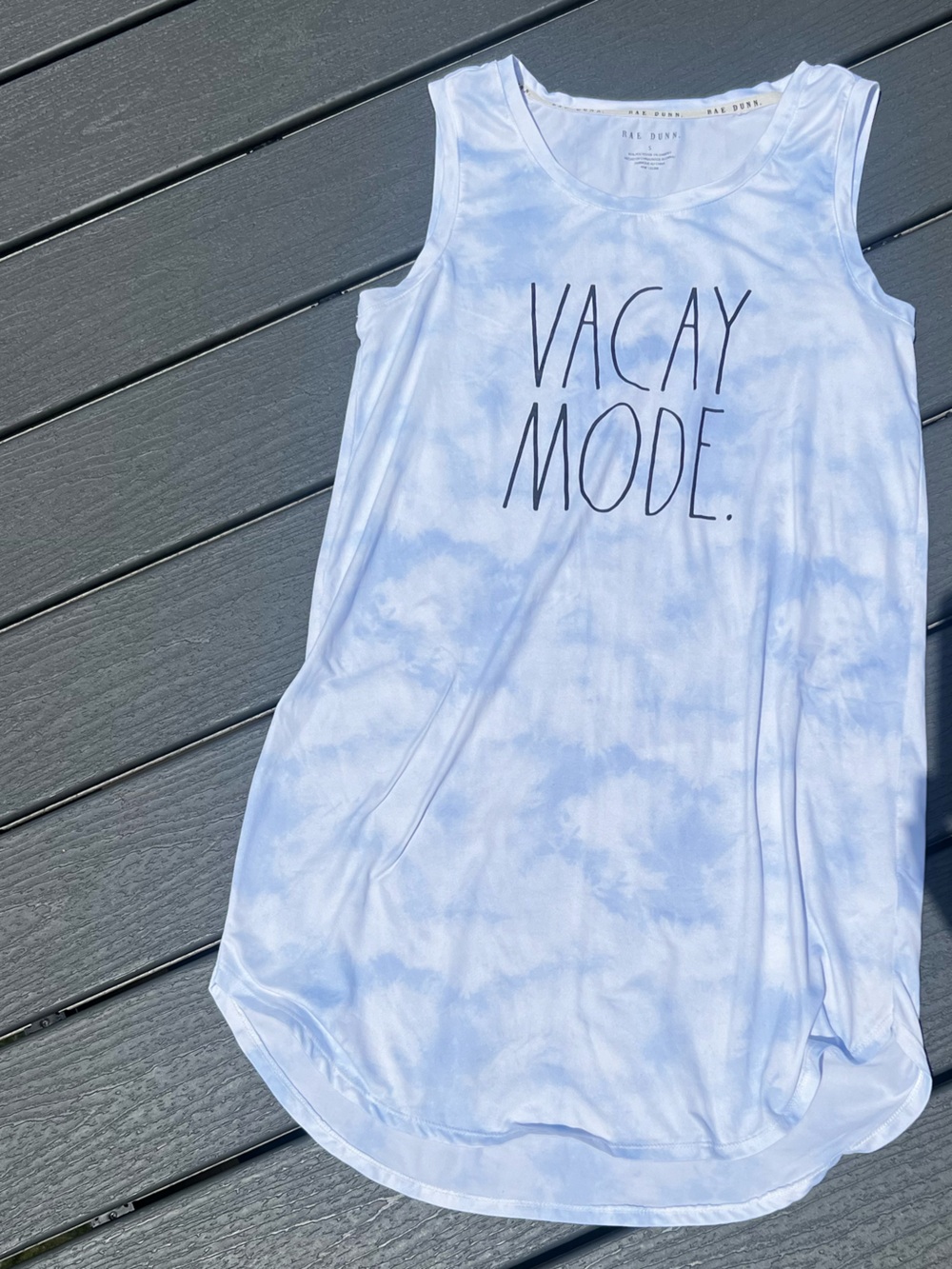 VACAY MODE Light Blue Tie-Dye Rae Dunn Night Gown